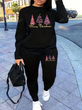 Christmas Merry Christmas Christmas Tree, Two-Piece Women's Casual Sports Sweatshirt Set, Autumn And Winter